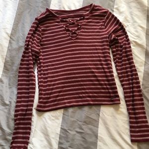 hollister striped crop top